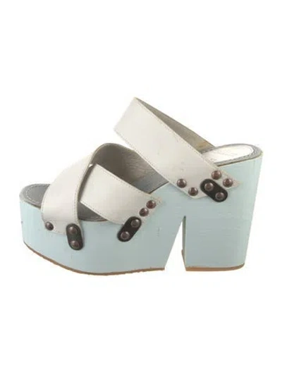 Pre-owned Maison Margiela Leather Mules In Blue