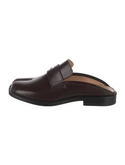 Pre-owned Maison Margiela Leather Mules In Brown/burgundy