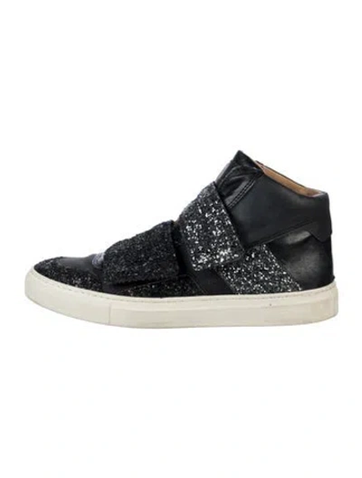 Pre-owned Maison Margiela Leather Patterned Sneakers In Blue