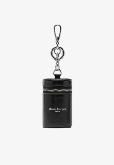 Maison Margiela Leather Perfume Holder Bag Charm In Black