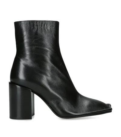 Maison Margiela Leather Piped Ankle Boots 85 In Black