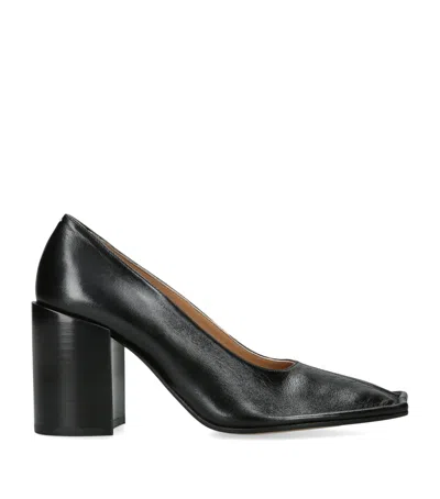 Maison Margiela Leather Piped Heeled Pumps 85 In Black