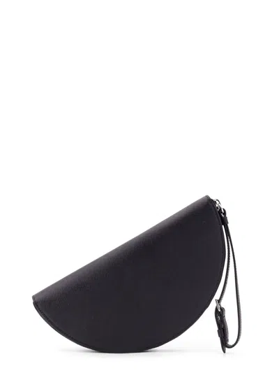 Maison Margiela Leather Pochette With Iconic Four Stitched Detail In Black