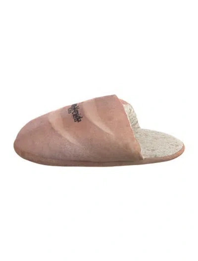 Pre-owned Maison Margiela Leather Printed Slides In Pink