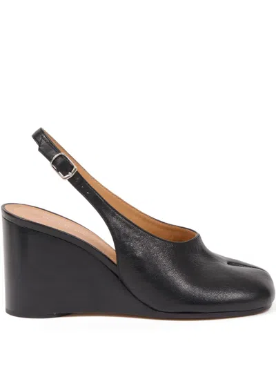 Maison Margiela Womens Black Tabi Leather Slingback Wedges Eur 36 / 3 Uk