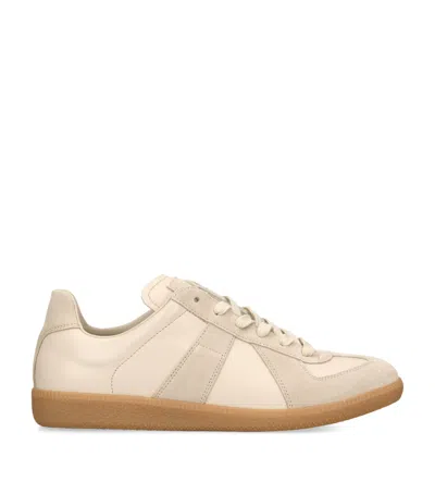 Maison Margiela Beige Comb Replica Panelled Leather Low-top Trainers Eur 40 / 6 Uk In Beige_and_papyrus