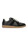 Maison Margiela Two-tone Leather And Suede Replica Sneakers In Black