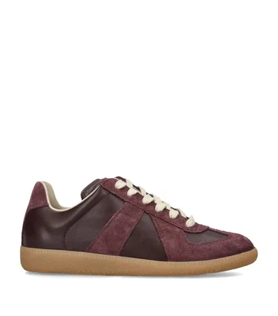 Maison Margiela Leather Replica Sneakers In Burgundy