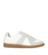 Maison Margiela Women Replica Low-top Leather Sneakers With Suede Inserts In White