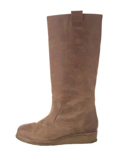 Pre-owned Maison Margiela Leather Riding Boots In Brown