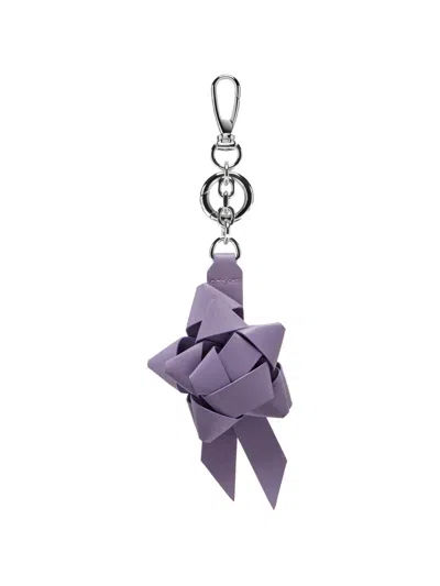 Maison Margiela Leather Rosette Keyring In Purple