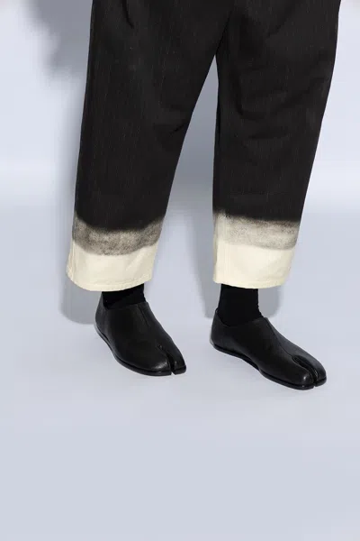 Maison Margiela 10mm Tabi Leather Babouche Shoes In Gray