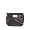Maison Margiela Puffy Jet-black Leather Bag With Logo Patch And Silver Hardware