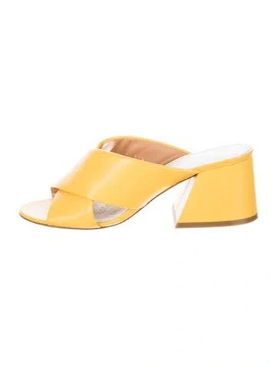 Pre-owned Maison Margiela Leather Slides In Yellow