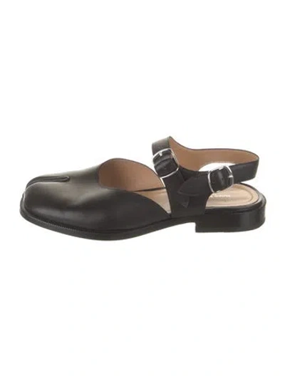 Pre-owned Maison Margiela Leather Slingback Flats In Black