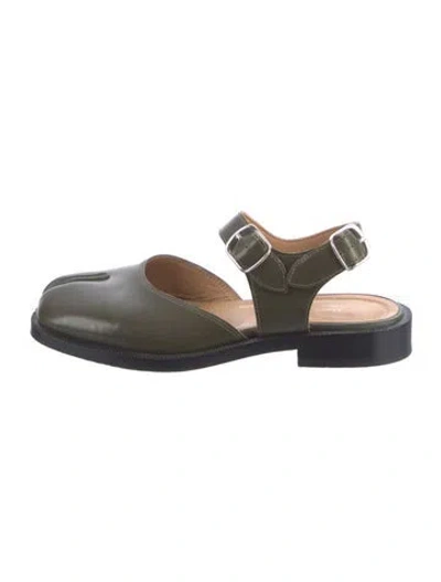 Pre-owned Maison Margiela Leather Slingback Flats In Black