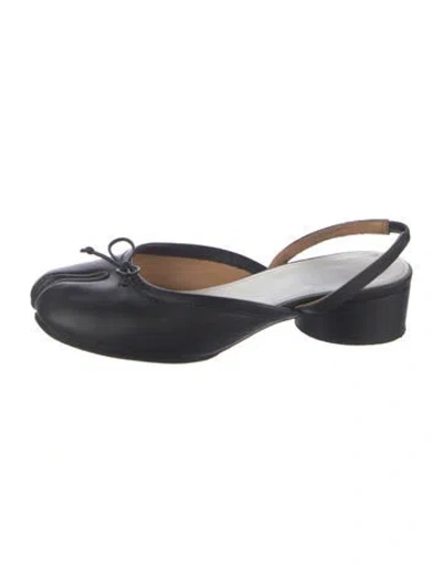 Pre-owned Maison Margiela Leather Slingback Flats In Blue