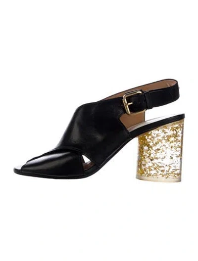 Pre-owned Maison Margiela Leather Slingback Pumps In Black