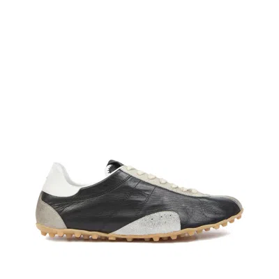 Maison Margiela Sneakers Sprinters In Suede And Leather With Vintage Finish In Black