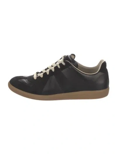 Pre-owned Maison Margiela Leather Sneakers In Black