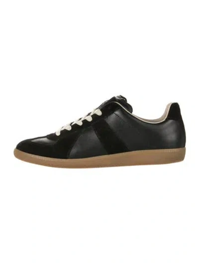 Pre-owned Maison Margiela Leather Sneakers In Black