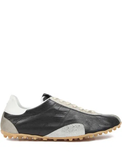 Maison Margiela Sneakers Sprinters In Suede And Leather With Vintage Finish In Black