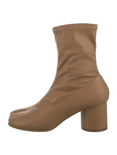 Pre-owned Maison Margiela Leather Sock Boots In Neutral