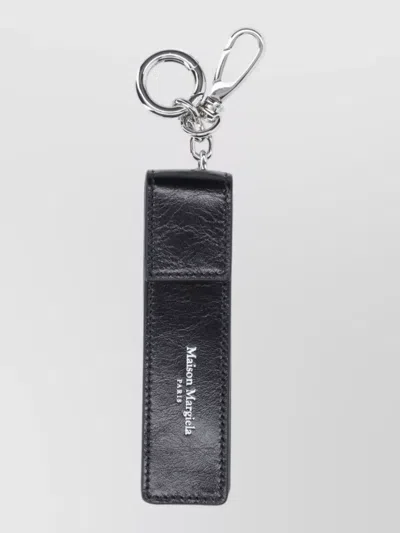 Maison Margiela Leather Keychain In Black