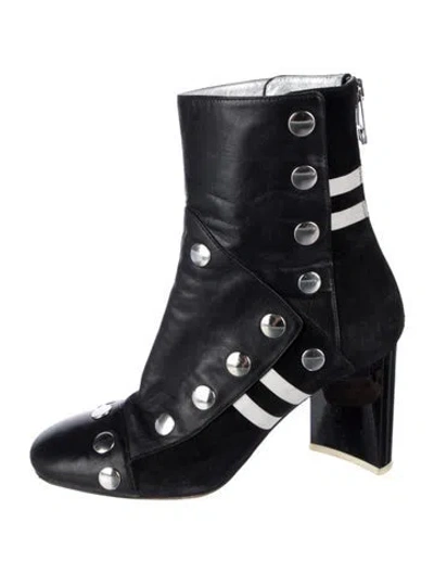 Pre-owned Maison Margiela Leather Striped Boots In Black