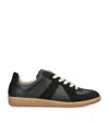 Maison Margiela Replica Suede Leather Gum Sole Sneakers In Black
