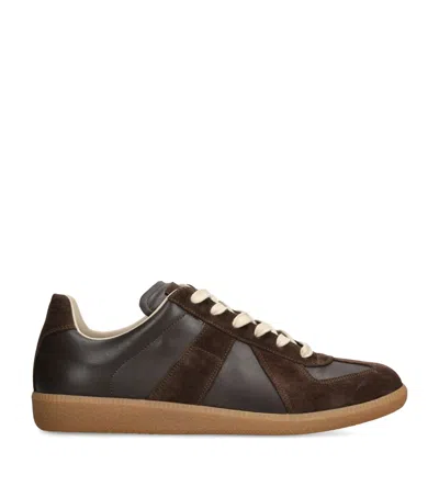 Maison Margiela Leather-suede Replica Sneakers In Brown
