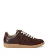 Maison Margiela Replica Low Top Sneakers In Suede And Leather In Brown