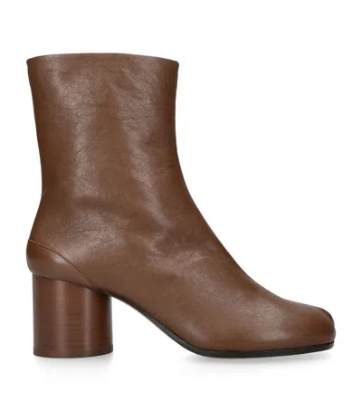 Maison Margiela Leather Tabi Ankle Boots 60 In Brown