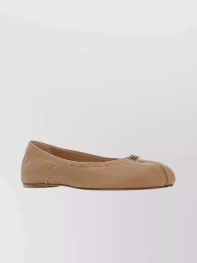 Maison Margiela Leather Tabi Ballerinas Featuring Bow Detail In Gray