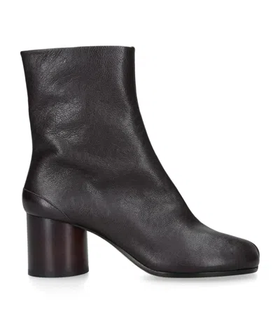Maison Margiela Leather Tabi Boots 60 In Burgundy