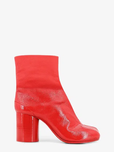 Maison Margiela Leather Tabi Boots In Red