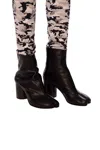 Maison Margiela Block Heel Leather Round Toe Boots In Black
