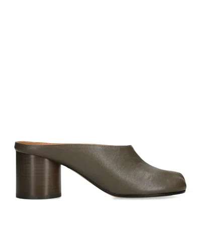 Maison Margiela Leather Tabi Heeled Mules 60 In Brown