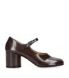 Maison Margiela Leather Tabi Mary Jane Pumps 60 In Brown