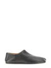 Maison Margiela Tabi Grey Branded Leather Slip On In Black