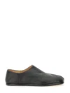 Maison Margiela Tabi Grey Branded Leather Slip On In Black