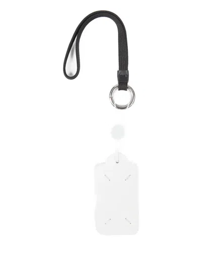 Maison Margiela Leather Tag-embellished Keyring In White