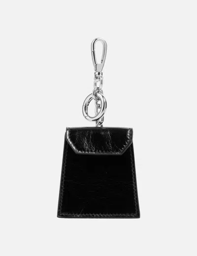 Maison Margiela Leather Tea Bag Charm In Black