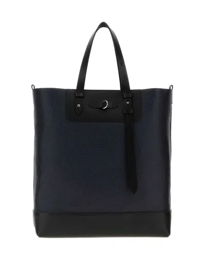 Maison Margiela Leather Tote Bag In Blue