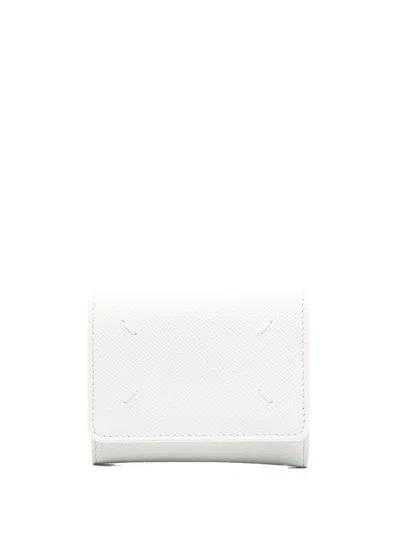 Maison Margiela Leather Trifold Wallet For Women In White