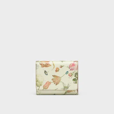Maison Margiela Leather Tri-fold Wallet Unisex Ivory In Orange