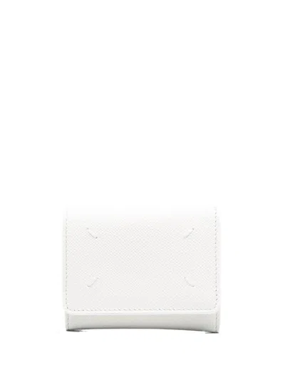 Maison Margiela Leather Trifold Wallet In White