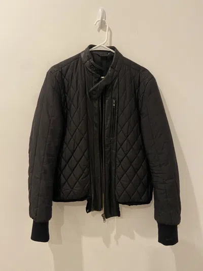 Pre-owned Maison Margiela Leather Trim Bomber Jacket In Black