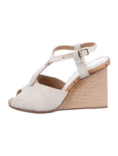 Pre-owned Maison Margiela Leather T-strap Pumps In Neutral