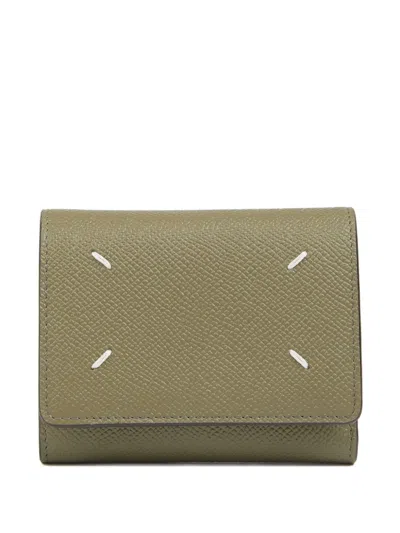 Maison Margiela Leather Wallet In Green